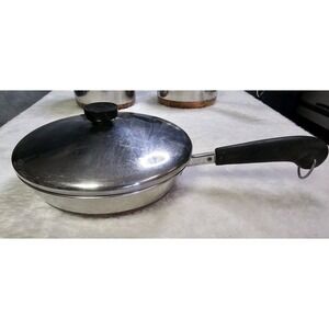 Vintage Revere Ware 9 inch Skillet Pan with Lid Copper Bottom